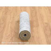 Load image into Gallery viewer, 2&#39;7&quot;x8&#39;2&quot; Gray Hand Knotted Broken Persian Design Wool and Pure Silk Runner Oriental Rug FWR385944