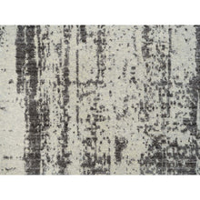 Load image into Gallery viewer, 2&#39;6&quot;x11&#39;10&quot; Charcoal Black, Hand Loomed Modern Design Jacquard, Tone On Tone Wool and Art Silk, Runner Oriental Rug FWR385962