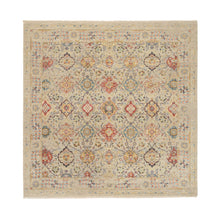 Load image into Gallery viewer, 8&#39;1&quot;x8&#39;1&quot; Beige, THE SUNSET ROSETTES with Soft Colors, Wool and Pure Silk, Hand Knotted, Square Oriental Rug FWR385980