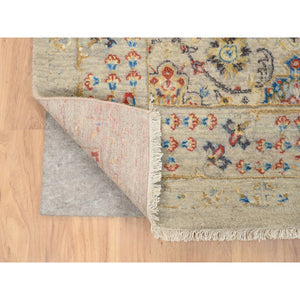 8'1"x8'1" Beige, THE SUNSET ROSETTES with Soft Colors, Wool and Pure Silk, Hand Knotted, Square Oriental Rug FWR385980