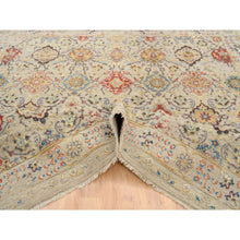 Load image into Gallery viewer, 8&#39;1&quot;x8&#39;1&quot; Beige, THE SUNSET ROSETTES with Soft Colors, Wool and Pure Silk, Hand Knotted, Square Oriental Rug FWR385980