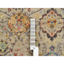 Load image into Gallery viewer, 8&#39;1&quot;x8&#39;1&quot; Beige, THE SUNSET ROSETTES with Soft Colors, Wool and Pure Silk, Hand Knotted, Square Oriental Rug FWR385980