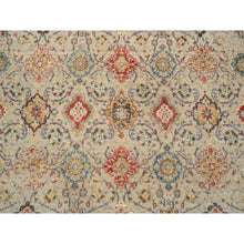 Load image into Gallery viewer, 8&#39;1&quot;x8&#39;1&quot; Beige, THE SUNSET ROSETTES with Soft Colors, Wool and Pure Silk, Hand Knotted, Square Oriental Rug FWR385980