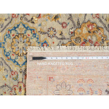 Load image into Gallery viewer, 8&#39;1&quot;x8&#39;1&quot; Beige, THE SUNSET ROSETTES with Soft Colors, Wool and Pure Silk, Hand Knotted, Square Oriental Rug FWR385980