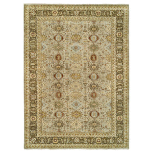 12'x18' Light Gray, Hand Knotted Karajeh Design with Tribal Medallions, Pure Wool Oriental Oversize Rug FWR386010