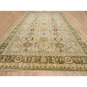 12'x18' Light Gray, Hand Knotted Karajeh Design with Tribal Medallions, Pure Wool Oriental Oversize Rug FWR386010