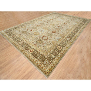 12'x18' Light Gray, Hand Knotted Karajeh Design with Tribal Medallions, Pure Wool Oriental Oversize Rug FWR386010