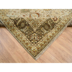 12'x18' Light Gray, Hand Knotted Karajeh Design with Tribal Medallions, Pure Wool Oriental Oversize Rug FWR386010