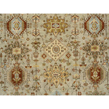 Load image into Gallery viewer, 12&#39;x18&#39; Light Gray, Hand Knotted Karajeh Design with Tribal Medallions, Pure Wool Oriental Oversize Rug FWR386010