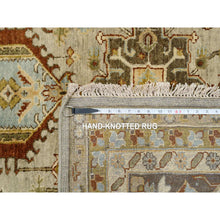 Load image into Gallery viewer, 12&#39;x18&#39; Light Gray, Hand Knotted Karajeh Design with Tribal Medallions, Pure Wool Oriental Oversize Rug FWR386010