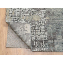Load image into Gallery viewer, 12&#39;1&quot;x17&#39;10&quot; Gray and Silver, Wool and Silk Abstract with Mosaic Design Hand Knotted Persian Knot Oriental Oversize Rug FWR386022
