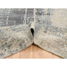 Load image into Gallery viewer, 12&#39;1&quot;x17&#39;10&quot; Gray and Silver, Wool and Silk Abstract with Mosaic Design Hand Knotted Persian Knot Oriental Oversize Rug FWR386022