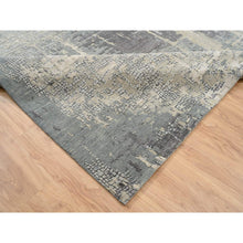 Load image into Gallery viewer, 12&#39;1&quot;x17&#39;10&quot; Gray and Silver, Wool and Silk Abstract with Mosaic Design Hand Knotted Persian Knot Oriental Oversize Rug FWR386022