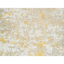 Load image into Gallery viewer, 2&#39;x2&#39;10&quot; Gold-Cream, Hand Knotted, Wool and Silk, Abstract Design, Hi-Low Pile, Oriental Mat Rug FWR386040