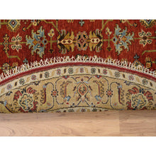 Load image into Gallery viewer, 6&#39;1&quot;x6&#39;1&quot; Red-Gold Karajeh Design Organic Wool Hand Knotted Oriental Round Rug FWR386208