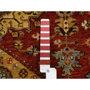6'1"x6'1" Red-Gold Karajeh Design Organic Wool Hand Knotted Oriental Round Rug FWR386208