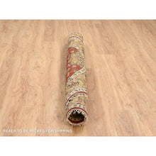 Load image into Gallery viewer, 6&#39;1&quot;x6&#39;1&quot; Red-Gold Karajeh Design Organic Wool Hand Knotted Oriental Round Rug FWR386208