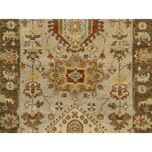 2'6"x21'10" Light Gray, Tribal Medallions, Pure Wool Hand Knotted Karajeh Design Oriental Runner Rug FWR386268