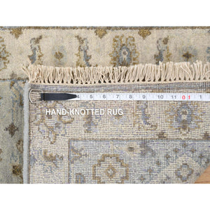 2'1"x3' Gray-Ivory Karajeh Design Soft Organic Wool Hand Knotted Oriental Mat Rug FWR386328