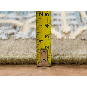 2'6"x10' Gold Brown, Silk With Textured Wool Hand Knotted, Transitional Sarouk, Runner Oriental Rug FWR386442
