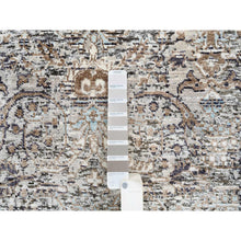 Load image into Gallery viewer, 2&#39;7&quot;x22&#39;3&quot; Gray, Transitional Persian Influence Erased Medallion Design, Silk with Textured Wool Hand Knotted, XL Runner Oriental Rug FWR386538