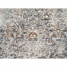 Load image into Gallery viewer, 2&#39;6&quot;x20&#39; Gray, Hand Knotted Transitional Persian Influence Erased Medallion Design, Silk with Textured Wool, XL Runner Oriental Rug FWR386544