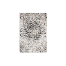 Load image into Gallery viewer, 2&#39;1&quot;x3&#39; Gray, Hand Knotted Transitional Persian Influence Erased Medallion Design, Silk with Textured Wool, Mat Oriental Rug FWR386562