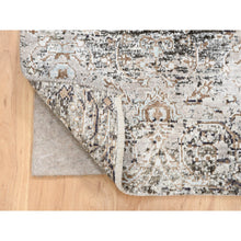 Load image into Gallery viewer, 2&#39;1&quot;x3&#39; Gray, Hand Knotted Transitional Persian Influence Erased Medallion Design, Silk with Textured Wool, Mat Oriental Rug FWR386562