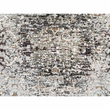 Load image into Gallery viewer, 2&#39;1&quot;x3&#39; Gray, Hand Knotted Transitional Persian Influence Erased Medallion Design, Silk with Textured Wool, Mat Oriental Rug FWR386562