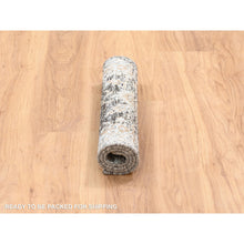 Load image into Gallery viewer, 2&#39;1&quot;x3&#39; Gray, Hand Knotted Transitional Persian Influence Erased Medallion Design, Silk with Textured Wool, Mat Oriental Rug FWR386562