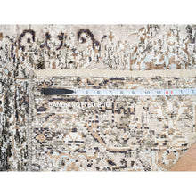 Load image into Gallery viewer, 2&#39;1&quot;x3&#39; Gray, Hand Knotted Transitional Persian Influence Erased Medallion Design, Silk with Textured Wool, Mat Oriental Rug FWR386562
