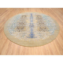 Load image into Gallery viewer, 11&#39;10&quot;x11&#39;10&quot; Gold Brown, Hand Knotted Transitional Sarouk, Silk With Textured Wool, Round Oriental Rug FWR386628