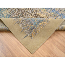 Load image into Gallery viewer, 12&#39;2&quot;x12&#39;2&quot; Gold Brown, Silk With Textured Wool Hand Knotted, Transitional Sarouk, Square Oriental Rug FWR386640