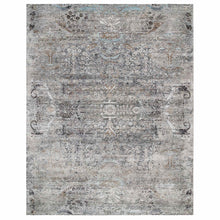 Load image into Gallery viewer, 14&#39;1&quot;x14&#39;1&quot; Gray, Hand Knotted, Transitional Persian Influence Erased Medallion Design Silk with Textured Wool, Square Oriental Rug FWR386652