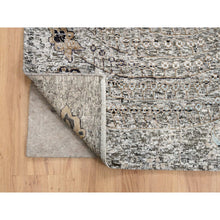 Load image into Gallery viewer, 14&#39;1&quot;x14&#39;1&quot; Gray, Hand Knotted, Transitional Persian Influence Erased Medallion Design Silk with Textured Wool, Square Oriental Rug FWR386652