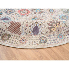 Load image into Gallery viewer, 14&#39;1&quot;x14&#39;1&quot; Colorful, Hand Knotted Tabriz Vase With Flower Design, Silk With Textured Wool, Round Oriental Rug FWR386658