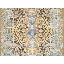 Load image into Gallery viewer, 2&#39;6&quot;x24&#39;1&quot; Gold Brown, Transitional Sarouk, Silk With Textured Wool Hand Knotted, XL Runner Oriental Rug FWR386664