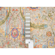 Load image into Gallery viewer, 2&#39;7&quot;x22&#39;2&quot; Tan, Hand Knotted Sickle Leaf Design Silk With Textured Wool, XL Runner Oriental Rug FWR386670