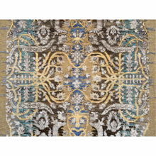 Load image into Gallery viewer, 2&#39;6&quot;x12&#39;1&quot; Gold Brown, Transitional Sarouk, Silk With Textured Wool Hand Knotted, Runner Oriental Rug FWR386682