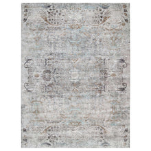 Load image into Gallery viewer, 13&#39;9&quot;x18&#39;1&quot; Gray, Silk with Textured Wool Hand Knotted, Transitional Persian Influence Erased Medallion Design, Oversized Oriental Rug FWR386688
