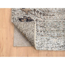 Load image into Gallery viewer, 13&#39;9&quot;x18&#39;1&quot; Gray, Silk with Textured Wool Hand Knotted, Transitional Persian Influence Erased Medallion Design, Oversized Oriental Rug FWR386688