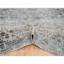Load image into Gallery viewer, 13&#39;9&quot;x18&#39;1&quot; Gray, Silk with Textured Wool Hand Knotted, Transitional Persian Influence Erased Medallion Design, Oversized Oriental Rug FWR386688