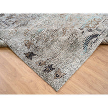 Load image into Gallery viewer, 13&#39;9&quot;x18&#39;1&quot; Gray, Silk with Textured Wool Hand Knotted, Transitional Persian Influence Erased Medallion Design, Oversized Oriental Rug FWR386688
