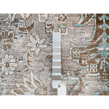 Load image into Gallery viewer, 13&#39;9&quot;x18&#39;1&quot; Gray, Silk with Textured Wool Hand Knotted, Transitional Persian Influence Erased Medallion Design, Oversized Oriental Rug FWR386688