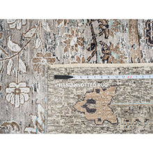 Load image into Gallery viewer, 13&#39;9&quot;x18&#39;1&quot; Gray, Silk with Textured Wool Hand Knotted, Transitional Persian Influence Erased Medallion Design, Oversized Oriental Rug FWR386688