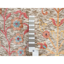 Load image into Gallery viewer, 14&#39;1&quot;x14&#39;1&quot; Beige, Silk With Textured Wool Hand Knotted, Directional Vase Design, Square Oriental Rug FWR386694