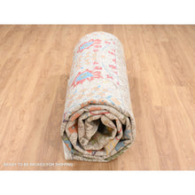 Load image into Gallery viewer, 14&#39;1&quot;x14&#39;1&quot; Beige, Silk With Textured Wool Hand Knotted, Directional Vase Design, Square Oriental Rug FWR386694