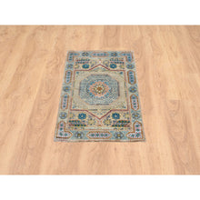 Load image into Gallery viewer, 2&#39;1&quot;x3&#39;2&quot; Colorful, Mamluk Design, Textured Wool and Silk Hand Knotted, Mat Oriental Rug FWR386778