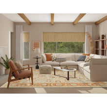 Load image into Gallery viewer, 9&#39;1&quot;x11&#39;9&quot; Tan Color, Oushak Design Supple Collection, Thick and Plush Pure Wool Hand Knotted, Oriental Rug FWR386880
