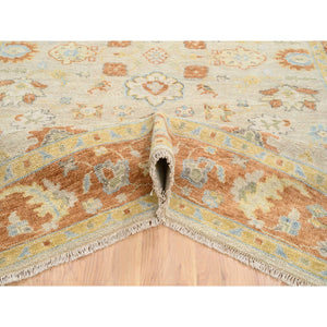 9'1"x11'9" Tan Color, Oushak Design Supple Collection, Thick and Plush Pure Wool Hand Knotted, Oriental Rug FWR386880